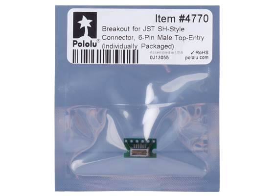 Standard packaging for the Breakout for JST SH-Style Connector, 6-Pin Male Top-Entry (Individually Packaged).