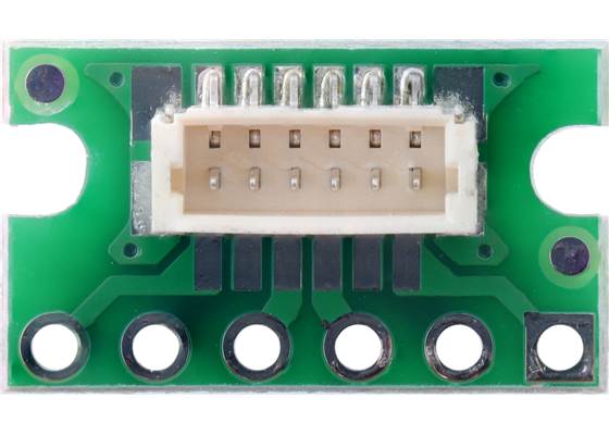 Breakout for JST SH-Style Connector, 6-Pin Male Top-Entry, top view.