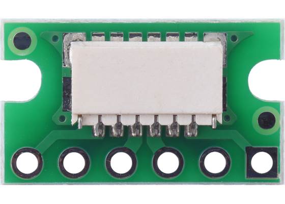 Breakout for JST SH-Style Connector, 6-Pin Male Side-Entry, top view.