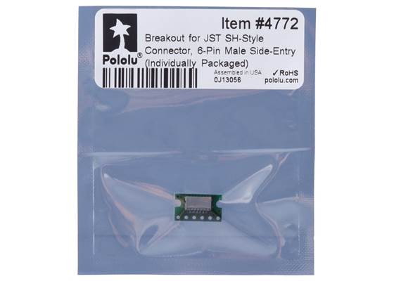 Standard packaging for the Breakout for JST SH-Style Connector, 6-Pin Male Side-Entry (Individually Packaged).