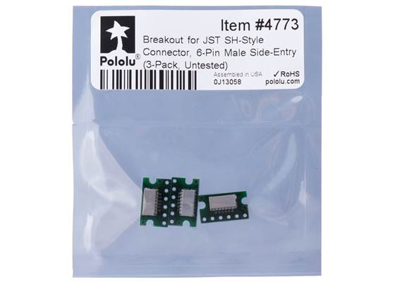 Standard packaging for the Breakout for JST SH-Style Connector, 6-Pin Male Side-Entry (3-Pack, Untested).