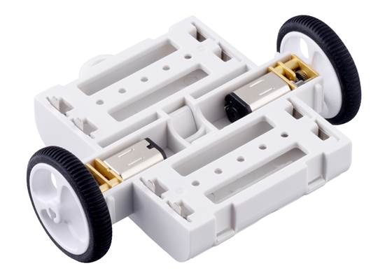 3pi+ Chassis Kit, front view with motors installed and without outer skirt (motors not included).