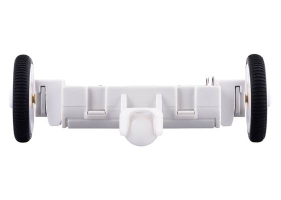 3pi+ Chassis Kit, rear view with motors and motor clips installed in place of the outer skirt (motors not included). (1)