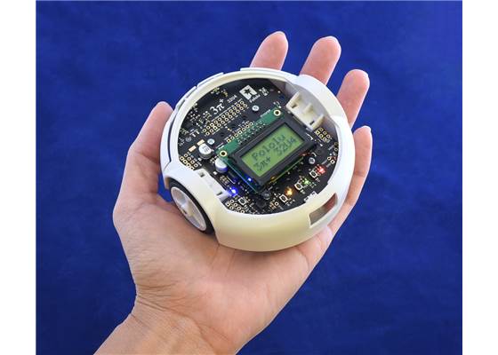 3pi+ 32U4 Robot fits in the palm of a hand.