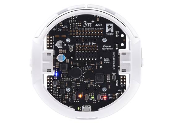 3pi+ 32U4 Robot, top view with LCD removed.