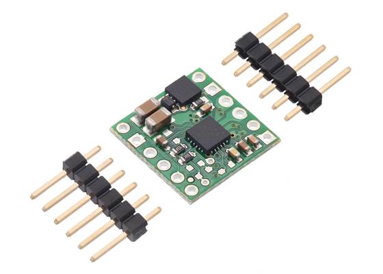 DRV8256E Single Brushed DC Motor Driver Carrier with included headers.