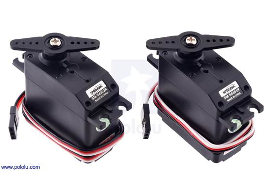 SpringRC SM-S4303R Continuous Rotation Servo Pair.