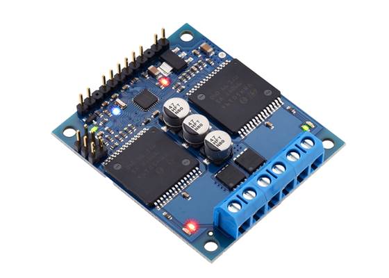 Qik 2s15v9 dual serial motor controller with included hardware soldered in place.