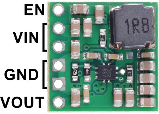 Pinout diagram of the Step-Up Voltage Regulator U3V40Fx.