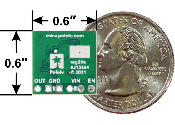 Step-Up Voltage Regulator U3V40Fx, bottom view with dimensions.
