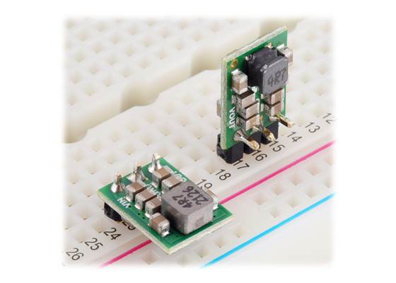 5V Step-Up/Step-Down Voltage Regulator S13VxF5 units on a breadboard.