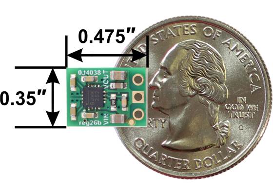 5V, 1.5A Step-Up/Step-Down Voltage Regulator S13V15F5, bottom view with dimensions.