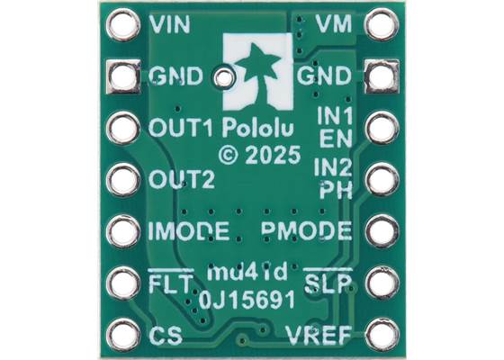 DRV8874 Single Brushed DC Motor Driver Carrier, bottom view.