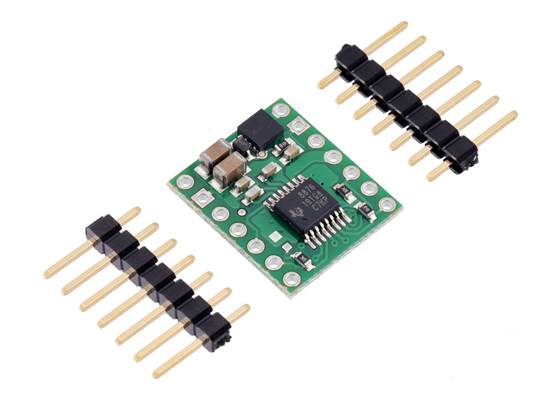 DRV8874/DRV8876 Single Brushed DC Motor Driver Carrier with included headers.