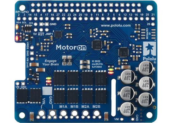 Motoron M2H24v16 Dual High-Power Motor Controller for Raspberry Pi, top view.