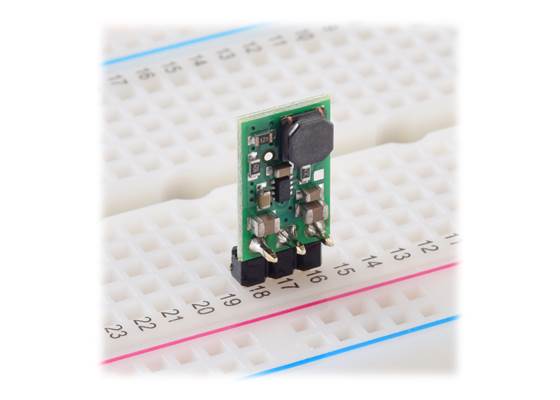 Step-Up Voltage Regulator U3V16Fx in a breadboard.