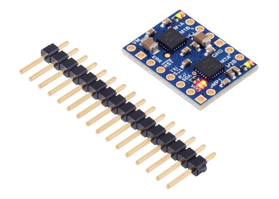 Motoron M2T256/M2U256 Dual Motor Controller with included headers.