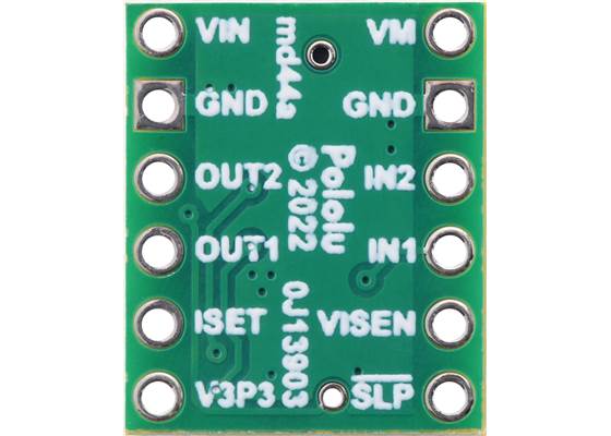 MP6550 Single Brushed DC Motor Driver Carrier, bottom view.