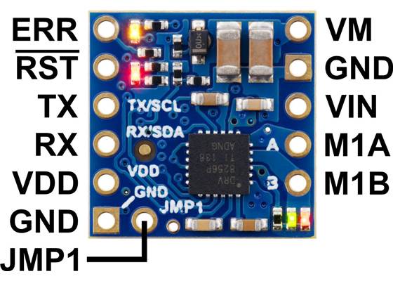 Motoron M1U256 Single Serial Motor Controller pinout.
