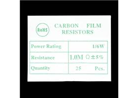 Resistor 1.0M Ohm 1/6th Watt PTH - 20 pack (2)