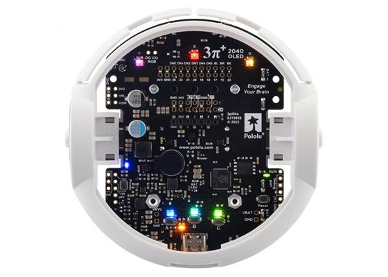 3pi+ 2040 Robot, top view with OLED display removed.