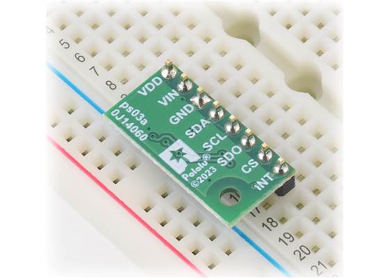 LPS22DF Pressure/Altitude Sensor Carrier with Voltage Regulator in a breadboard.