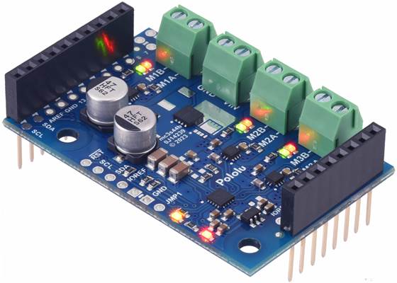 Motoron M3S550 Triple Motor Controller Shield for Arduino (Connectors Soldered).