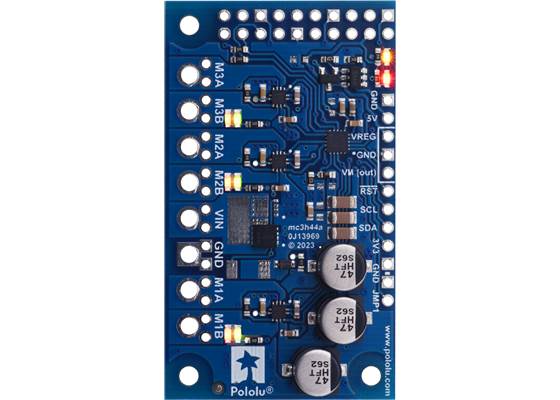 Motoron M3H550 Triple Motor Controller for Raspberry Pi, top view.