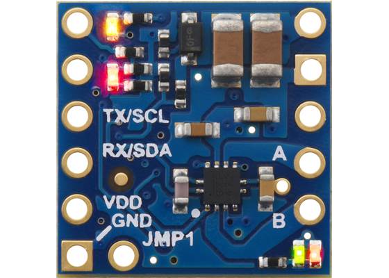Motoron M1T550/M1U550 Single Motor Controller, top view.