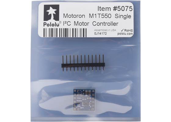 Standard packaging for the Motoron M1T550 Single I²C Motor Controller.