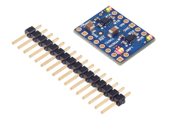 Motoron M2T550/M2U550 Dual Motor Controller with included headers.