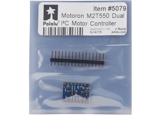 Standard packaging for the Motoron M2T550 Dual I²C Motor Controller.