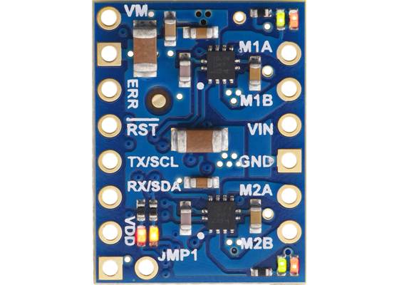 Motoron M2T550/M2U550 Dual Motor Controller, top view.