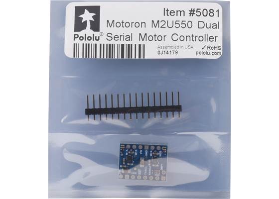 Standard packaging for the Motoron M2U550 Dual Serial Motor Controller.