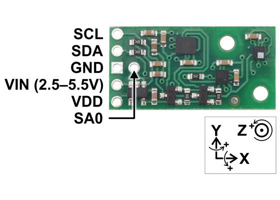 AltIMU-10 v6 gyro, accelerometer, compass, and altimeter pinout.