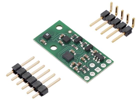 AltIMU-10 v6 gyro, accelerometer, compass, and altimeter, with included optional headers.