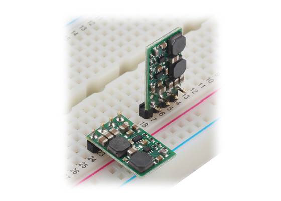 Step-Up/Step-Down Voltage Regulator S8V9Fx units on a breadboard.