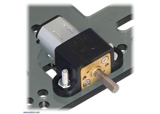 Micro Metal Gearmotor mounted to a piece of acrylic with black mounting bracket version.