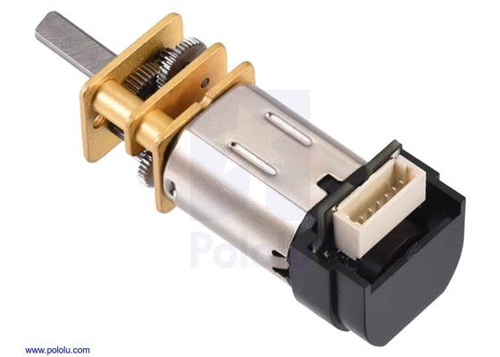 Micro Metal Gearmotor with 12 CPR encoder, side connector.