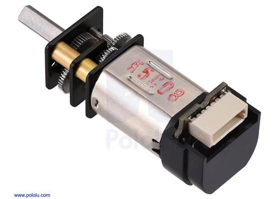 380:1 Micro Metal Gearmotor with 12 CPR encoder, back connector.