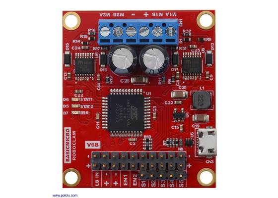 RoboClaw 2x7A Motor Controller (V6B), top view.