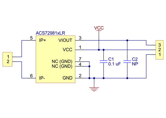 ACS72981 Current Sensor Carrier schematic diagram.
