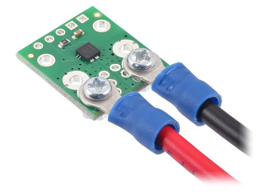 ACS71240 Current Sensor Carrier with wires connected via solderless ring terminals.