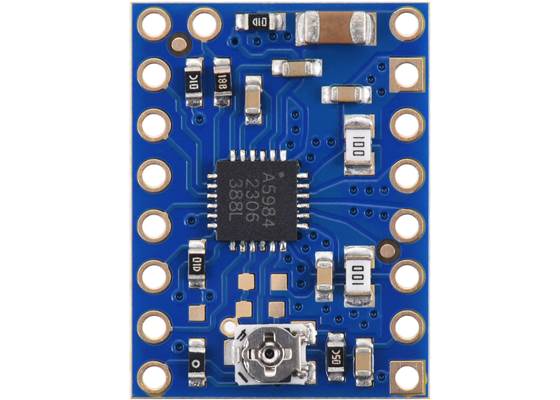 A5984 Stepper Motor Driver Carrier, Adjustable Current, Blue Edition, top view.