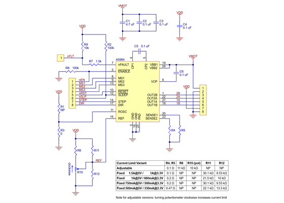 Schematic diagram of the A5984 Stepper Motor Driver Carrier.