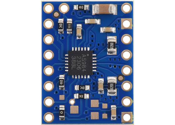 A5984 Stepper Motor Driver Carrier, Fixed 1A@5V / 660mA@3.3V, Blue Edition, top view.