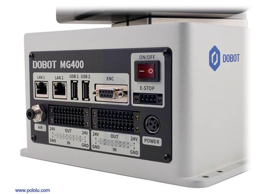 I/O panel on the Dobot MG400 Desktop Cobot Robotic Arm.