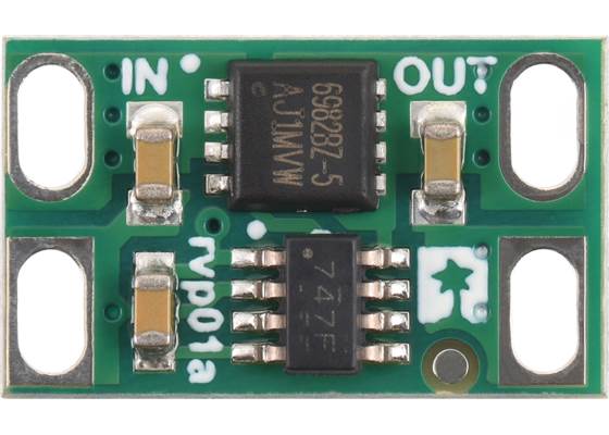 Pololu Ideal Diode Reverse Voltage Protector, 4-60V, 12A, top view.