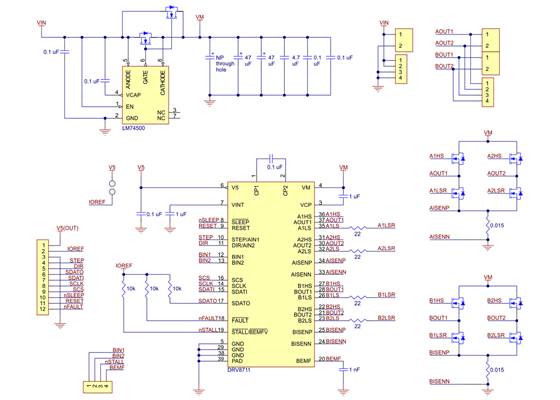 Schematic diagram of the Pololu High-Power Stepper Motor Driver 36v8.