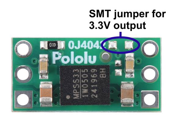 An SMT jumper can be added here to connect VSEL to GND2, which sets VOUT to 3.3V.